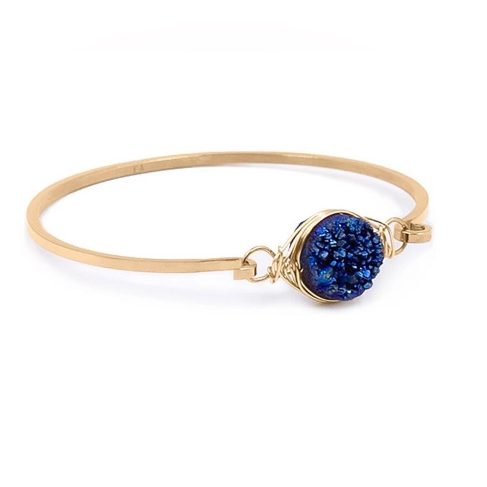 NWT Kinsley Armelle Gold Ondine Blue Quartz Bangle Bracelet